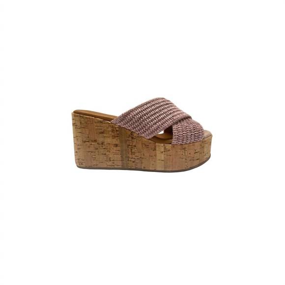 NEW CORDANI women's jenny raffia wedge in rosa